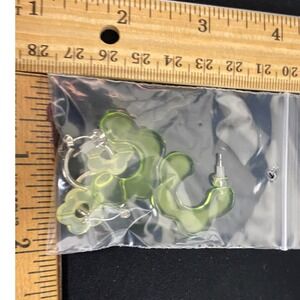 Cute Green Flower Cloud‎ Shape Hoop Earrings Set for Women and Girls